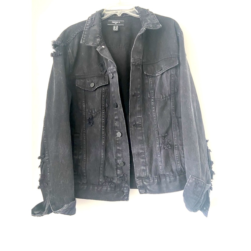 Distressed Bkack denim jacket